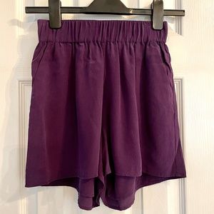 Grana Double Layer Silk Shorts Pockets Grape Purple Lined XS